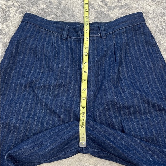 Vintage Sears High Rise Stripe Straight Leg Jeans Rigid Denim Dark Wash - Picture 10 of 13